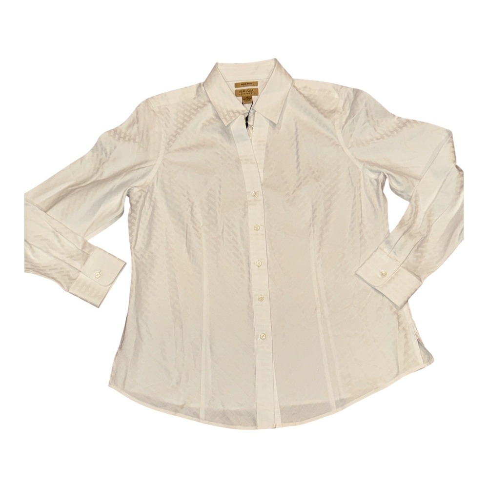Gold Label Investments Womens White Non-Iron Cotton Button Down Shirt Sz 12 NWT
